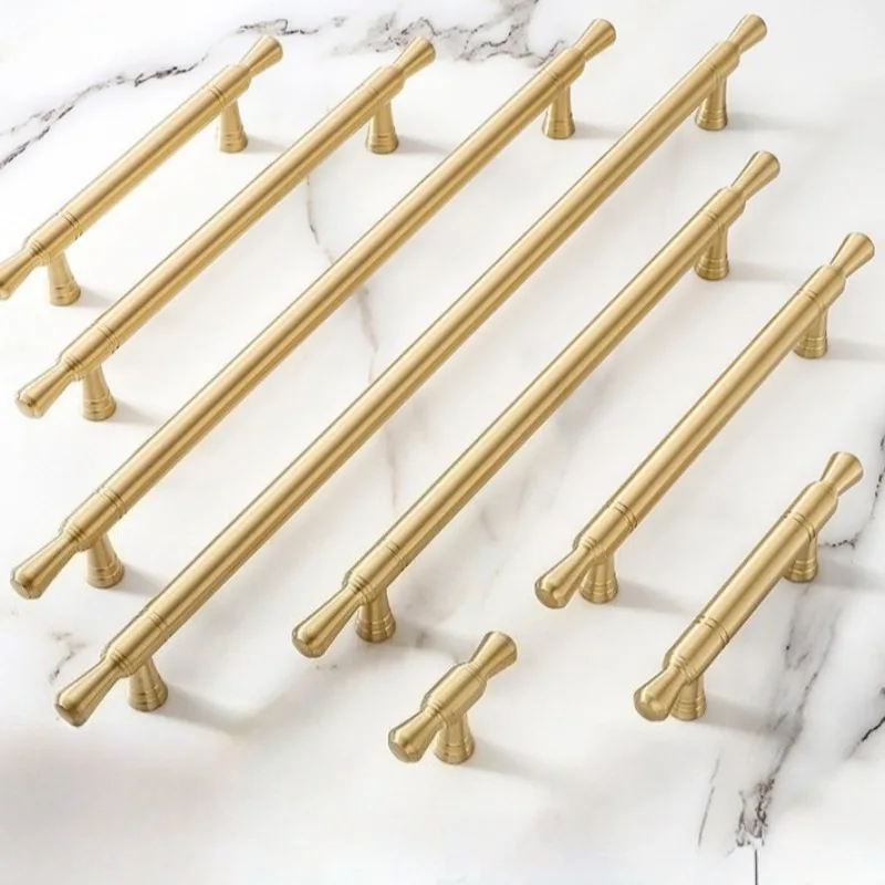 درج أجهزة الأثاث T Bar يسحب مقبض الباب الذهبي الوردي ملحقات المطبخ #3