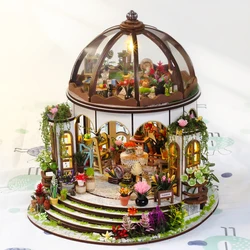NEW DIY Wooden Miniature Model Kit Hanging Garden Casa Doll Houses Flower Dollhouses 3D Puzzle With Furniture Home Decor Gifts