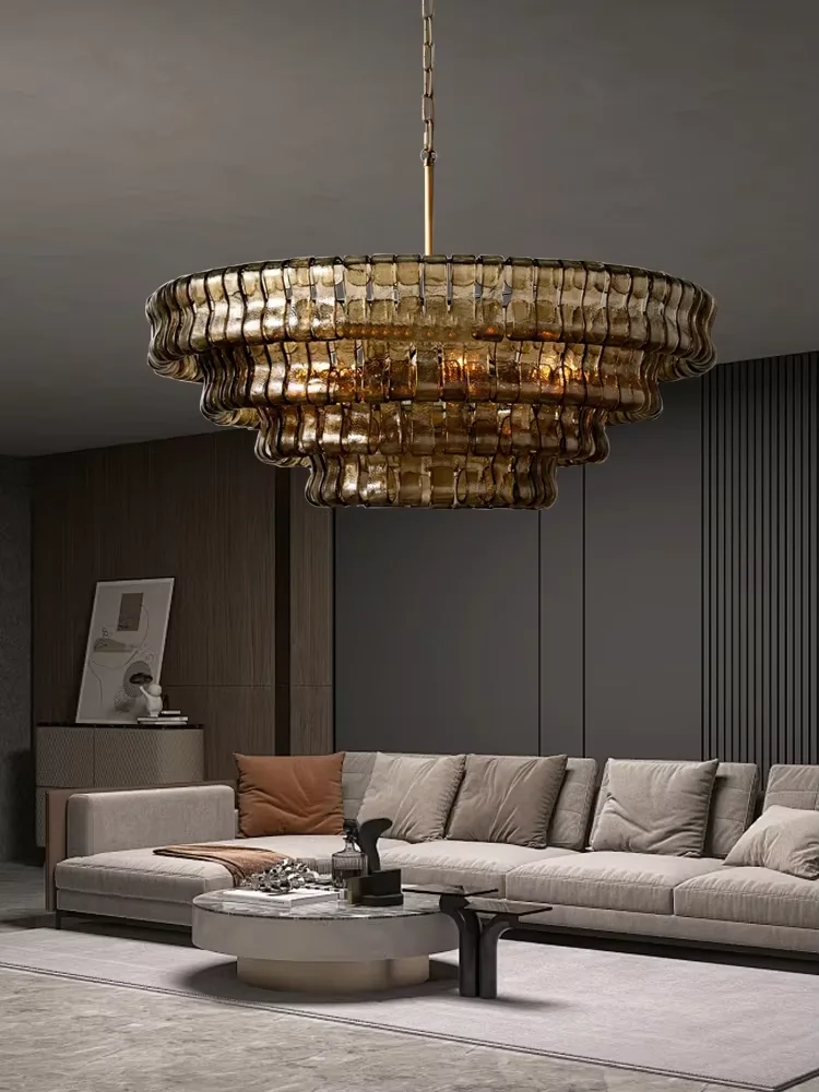 

American Vintage Bright Smoky Grey Clear Glass Lampshade Chandelier Lighting,Home Decoration Lustres Lampara for living room