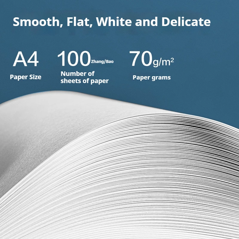 Deli-A4 Printing Paper, 100Sheets/Pack, Business Paper, Paper Copy Paper, Whole Wood Pulp, Xerography Office Print Paper, 70g