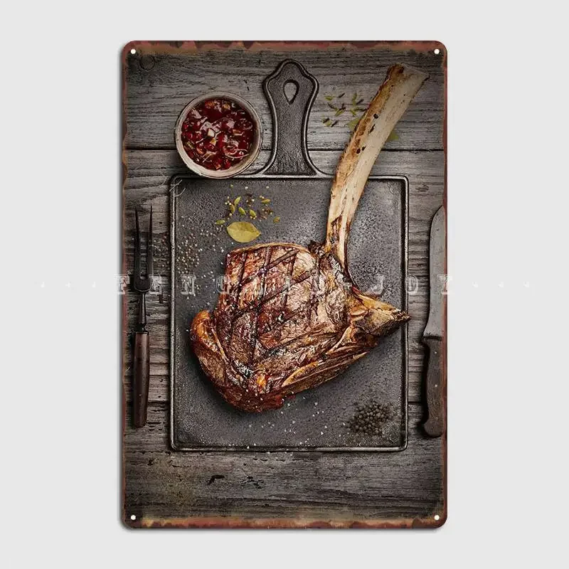 Rib Eye Tomahawk Steak Bbq Metal Sign Club Home Home Design Wall Decor Tin Sign Poster