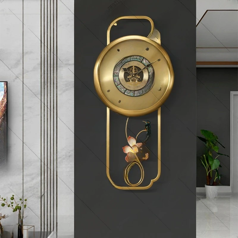 New Chinese brass wall clock, creative wall watch in the living room entrance