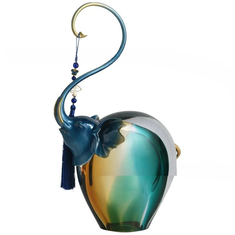 

Elephant Ornament Advanced Crystal Glass New Chinese Living Room Entrance TV Wine Cabinet