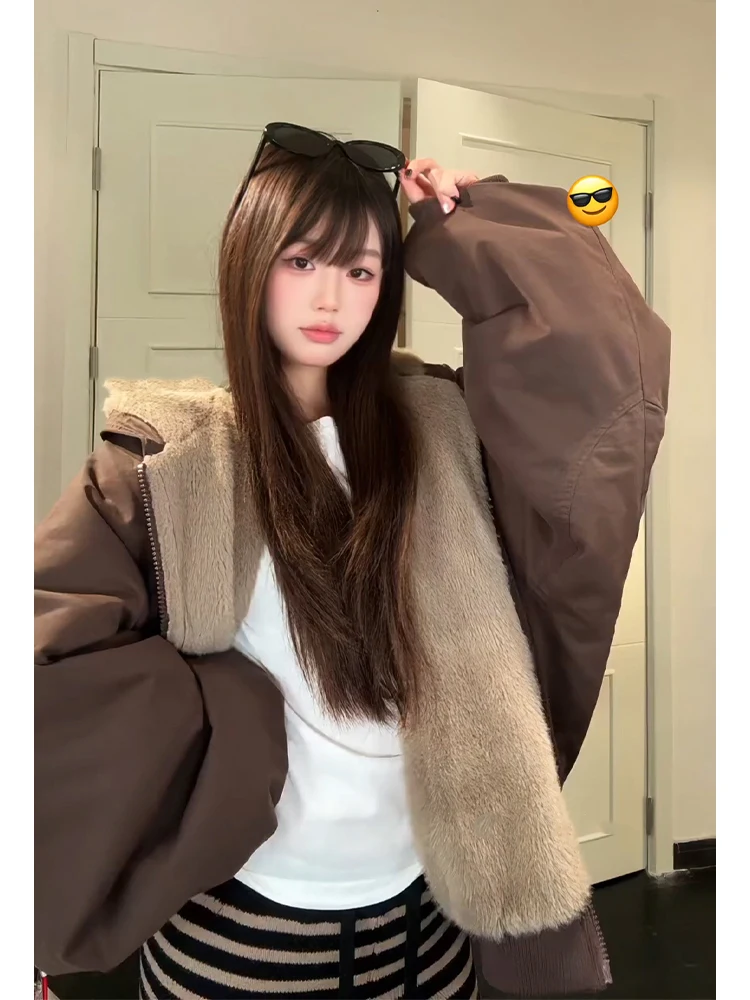 

Caramel American Sle Cotton Jaet Men's Winter Thiened Fce Canvas Hooded Cotton Coat Stand Fit Casual Wear