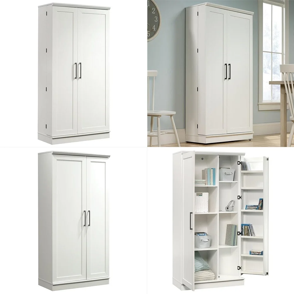 

Kitchen Pantry Cabinet, Kitchen Cupboard with 2 DoubleDoors Cabinet, Large Drawer, 4 Adjustable Shelves, Traditional Tall Stora