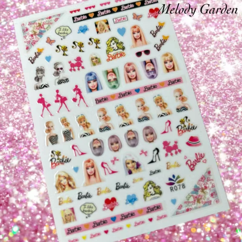 1 Stuks Cartoon Barbie Prinses 3d Nail Stickers Roze Nail Art Decoratie Zelfklevende Nagel Stickers Druk Op Nagels Manicure