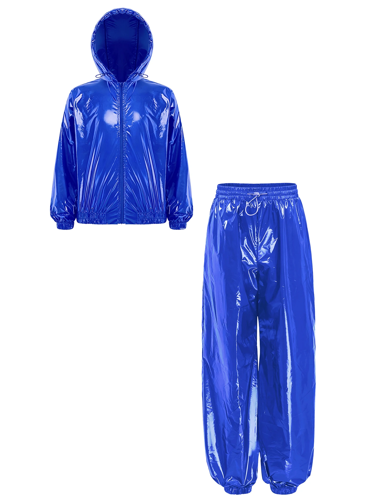 Kids Boys Girls Water Resistant Outfit Long Sleeve Drawstring Hooded Jacket Raincoat Jogger Pants for Hiking Fishing Cycling 4