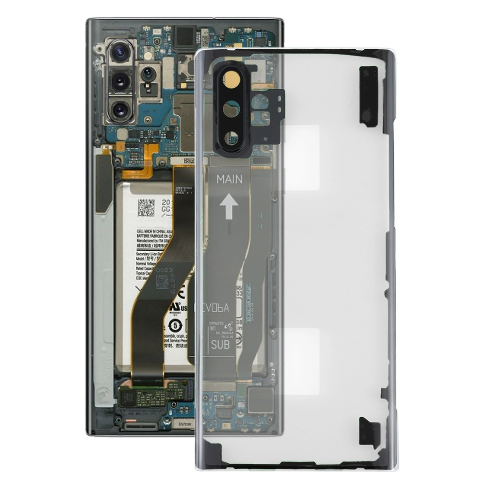 For Samsung Galaxy Note 10+ N975 N9750 Transparent Battery Back Cover with Camera Lens Cover