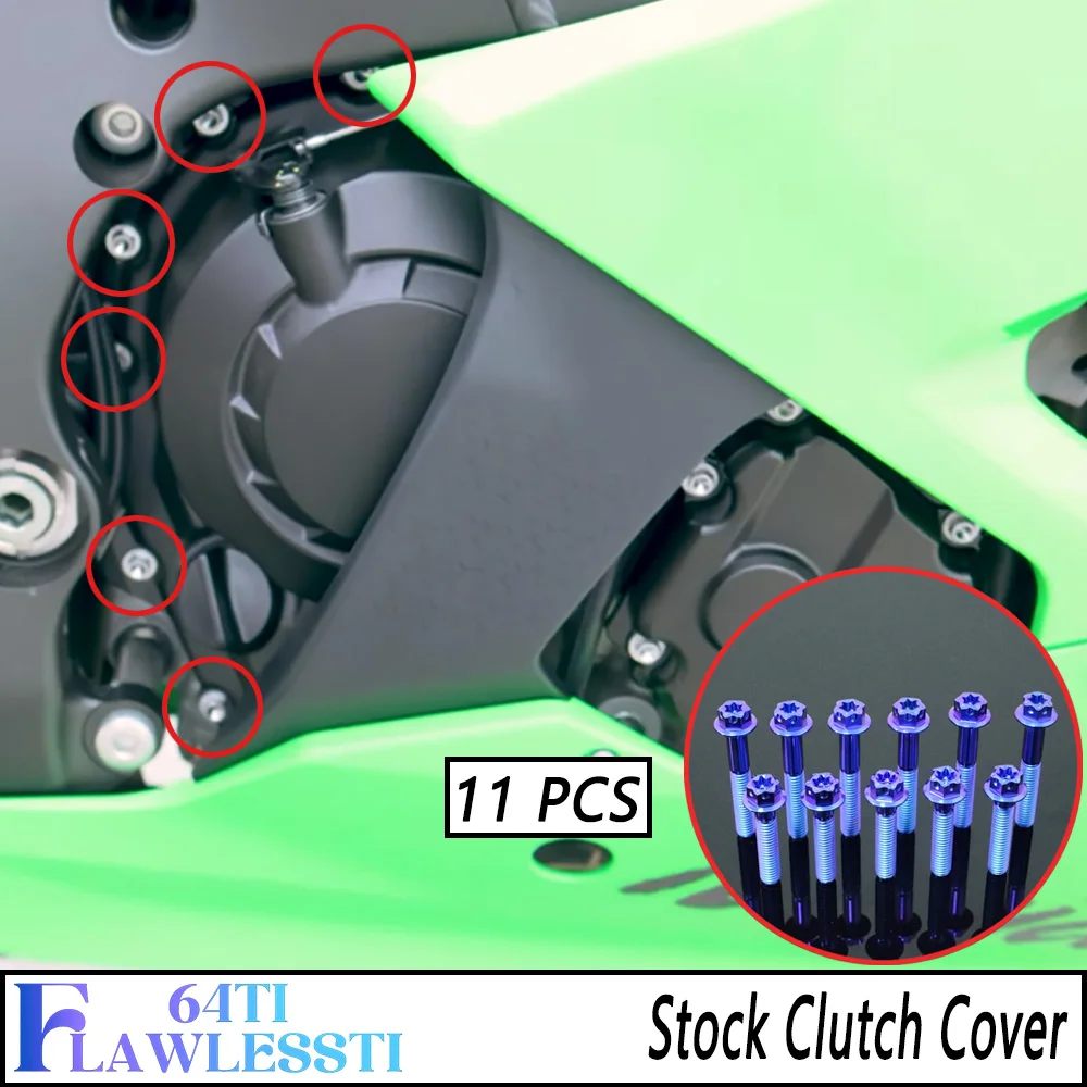 FLAWLESSTI Gr5 Titanium Bolt Magneto Clutch Pluse Chain Cover Rear Frame Side Stand Oil Tank Bolt Rear Nut For Kawasaki ZX-10R