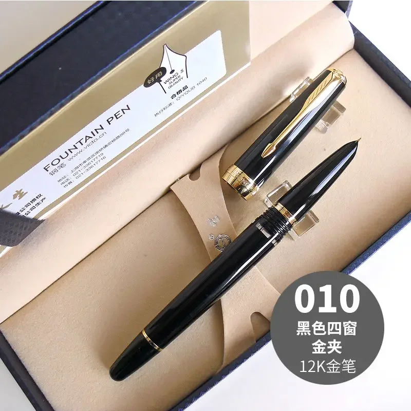 

Wingsung Black Piston Fountain Pen 12k Gold F 0.5MM Nib,business Collection Transparent Acrylic Smooth Writing Pen Stationery