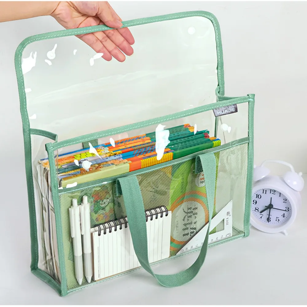 Immagine 6: Borsa Portadocumenti Trasparente in PVC Multifunzionale, Borsa Portadocumenti Trasparente Portatile di Grande Capacità per Archiviazione Dati
