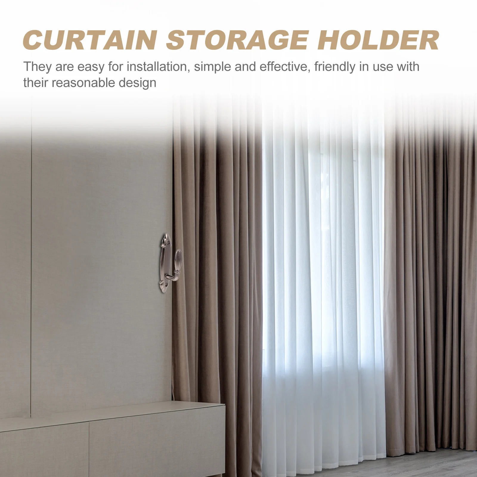 

2pcs Curtain Hooks Sturdy Aluminum Alloy Wall Mounted Drape Holders for Home Hotel Store Easy Install Long Life