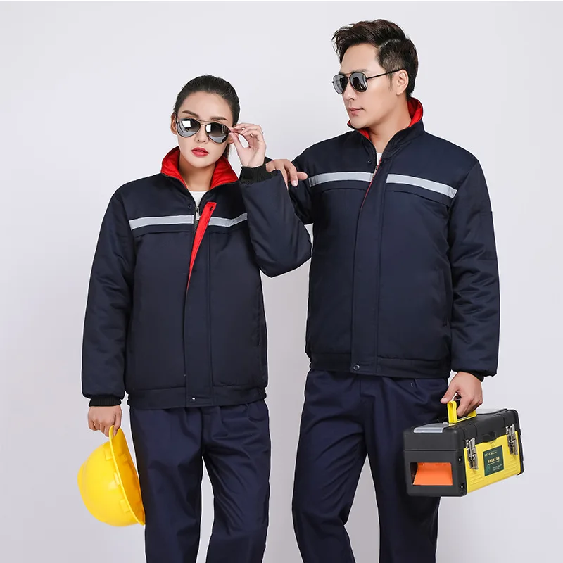 Winter Working Jacket Warm Thermal Workwear Auto Repair Factory Workshop Working Suit Reflective Stripe Working Jacket Tops Coat