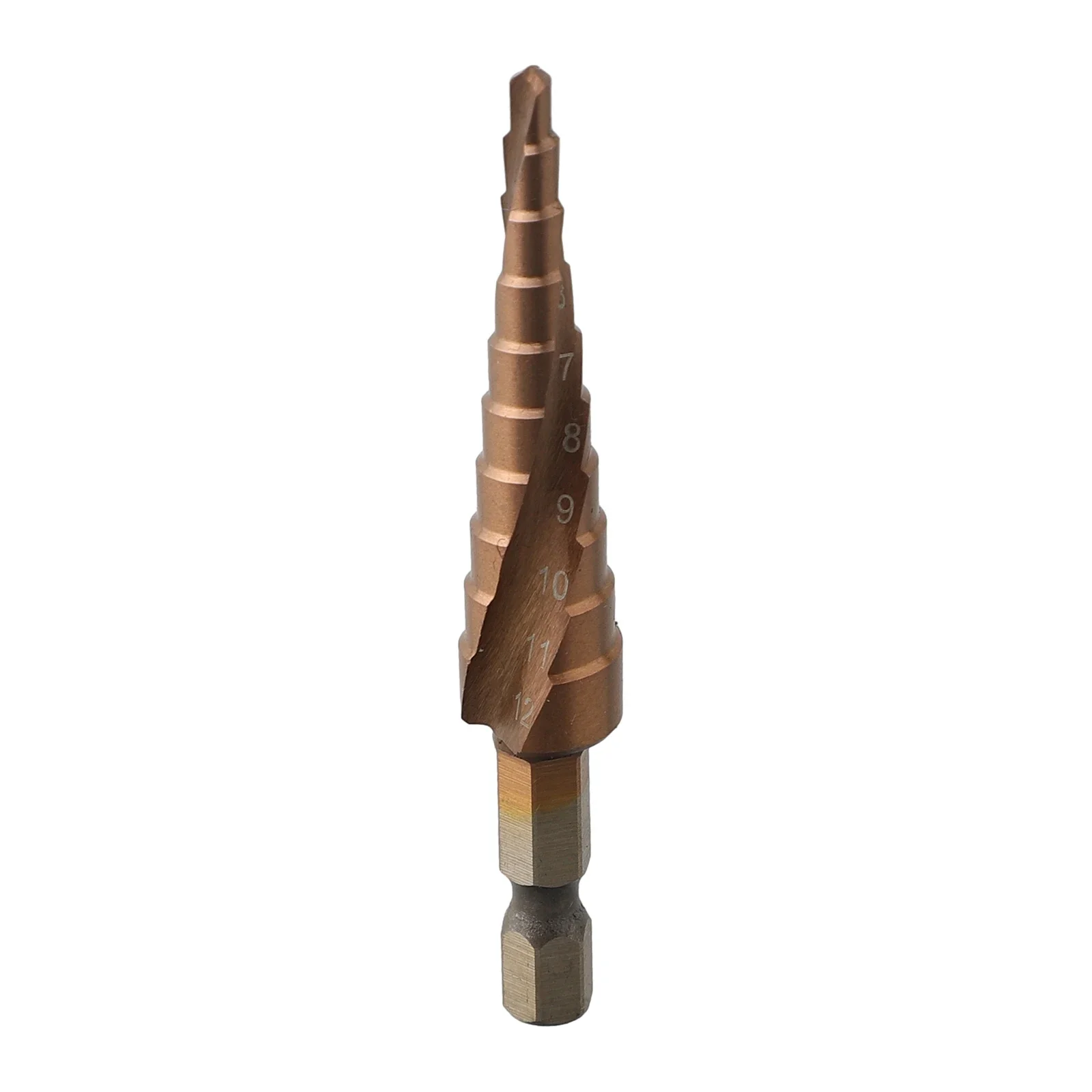 1pc Spiral Step Drill Bit Hole Opener Hex Handle HSS-CO M35 5% Cobalt 3-12 4-22 6-24mm Core Cone For Steel Wood PVC Sheet Tool