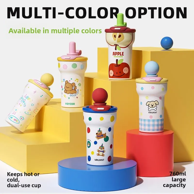 

Portable Large Capacity VRIUKNT Polka Dot Porcelain Cup Women's High Aesthetic Value Ceramic Inner Tank Student Water Bottle