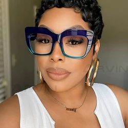 Oversized Women's Glasses Frame 2024 Fashion Blue Purple Computer Eyeglasses Men Retro Square Frames Transparent Lens Eyewear