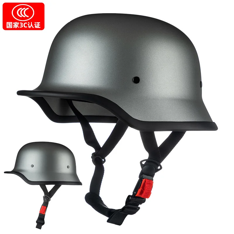 Duitse Soldaat Helm Motorfiets Voor Harley Retro Half Helm Motorhelm Zomer 3C Certificering Scoop Helm Cruise Auto