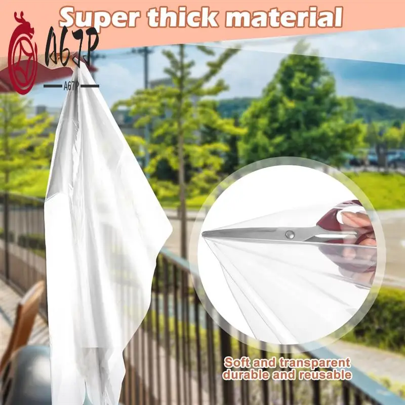 

A67P-Window Insulation Kit Cuttable Transparent Film With Adhesive Straps Winter Reusable Window Plastic For Winterizing