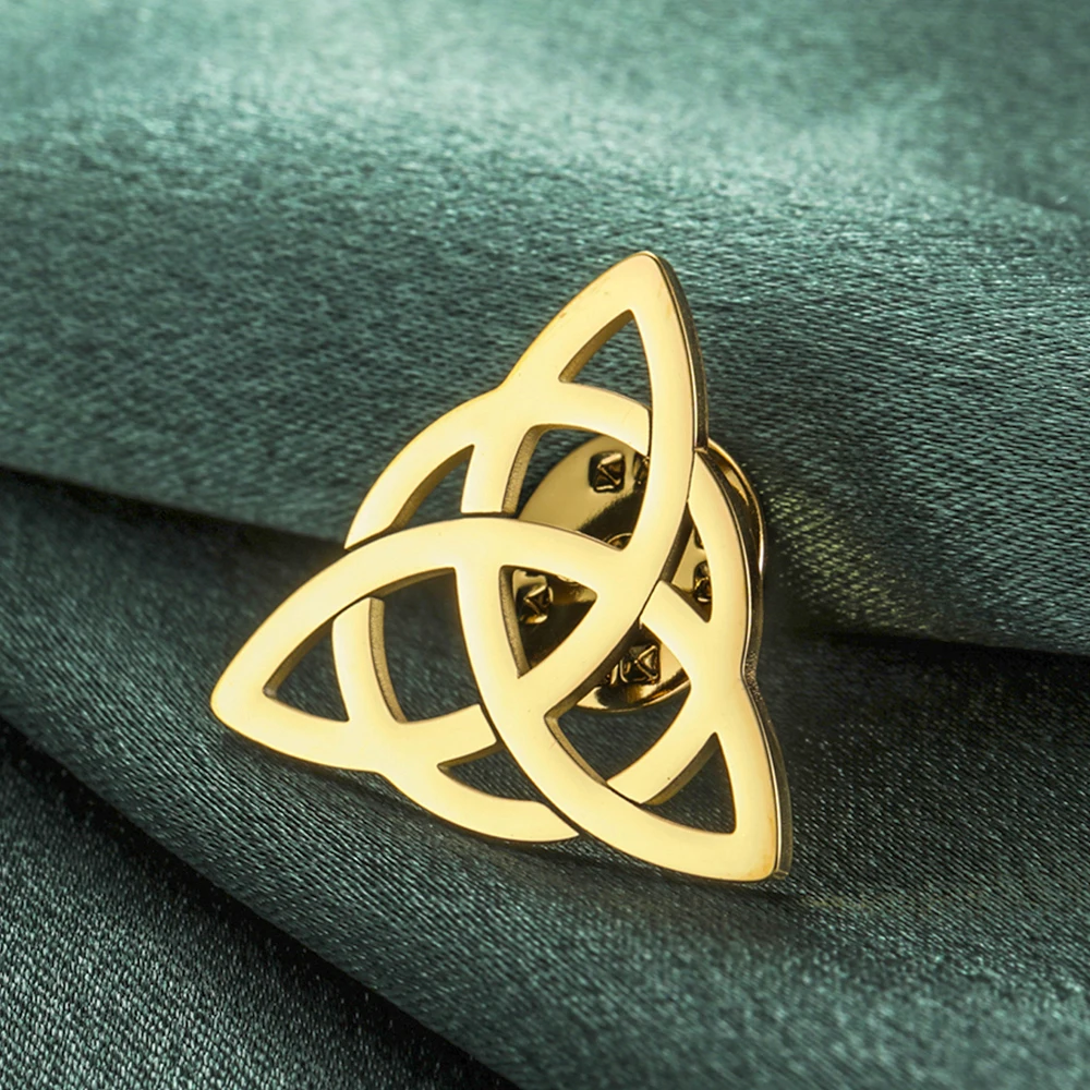 Dawapara Vintage Triquetra Brooch Ladies Pin Heart Trinity Knot Irish Protection Talisman Stainless Steel Accessories