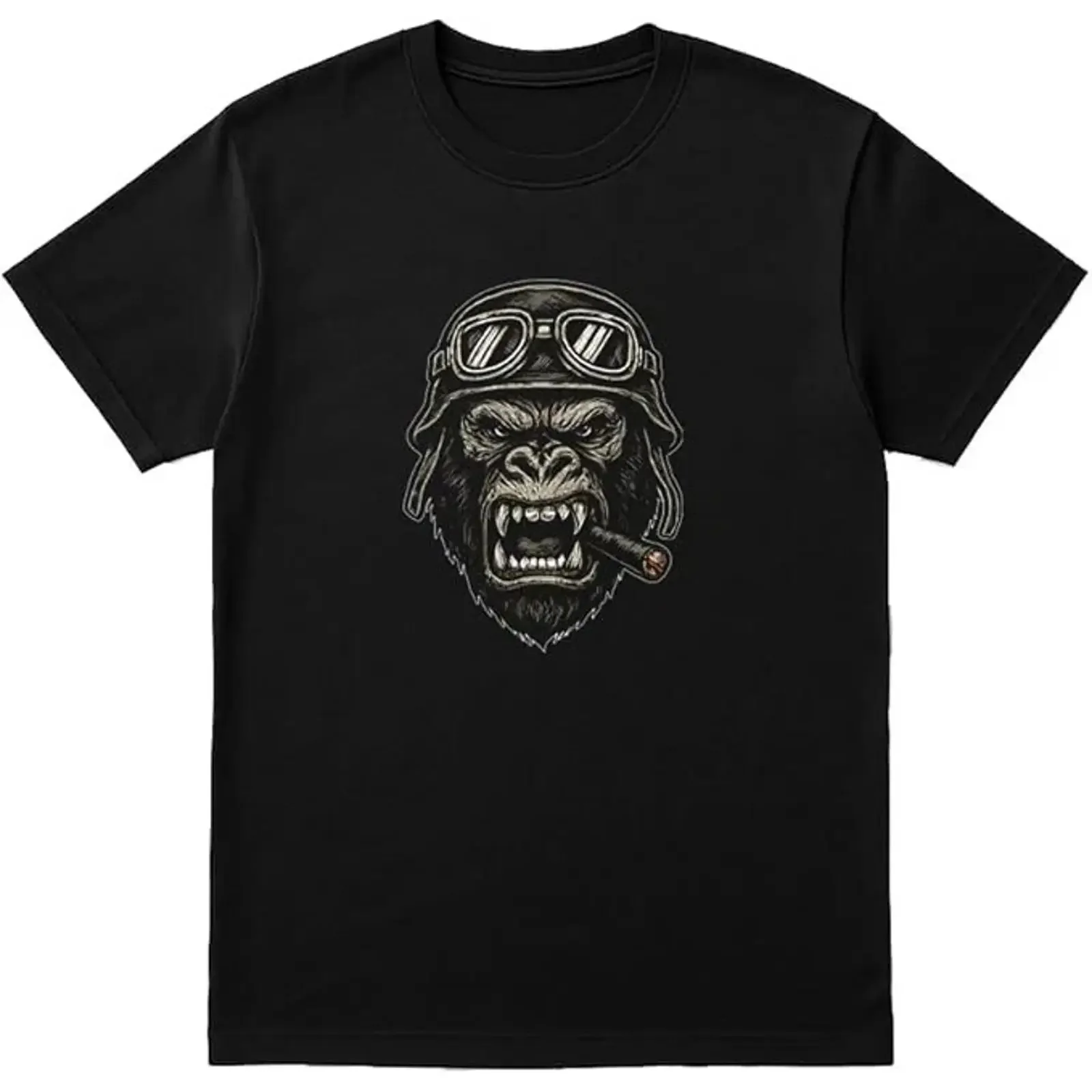 Angry Gorilla T Shirt Biker Ape  vintage Washed streetwear Top For Everyday Wear Stretched Breathable Stylish Versatile