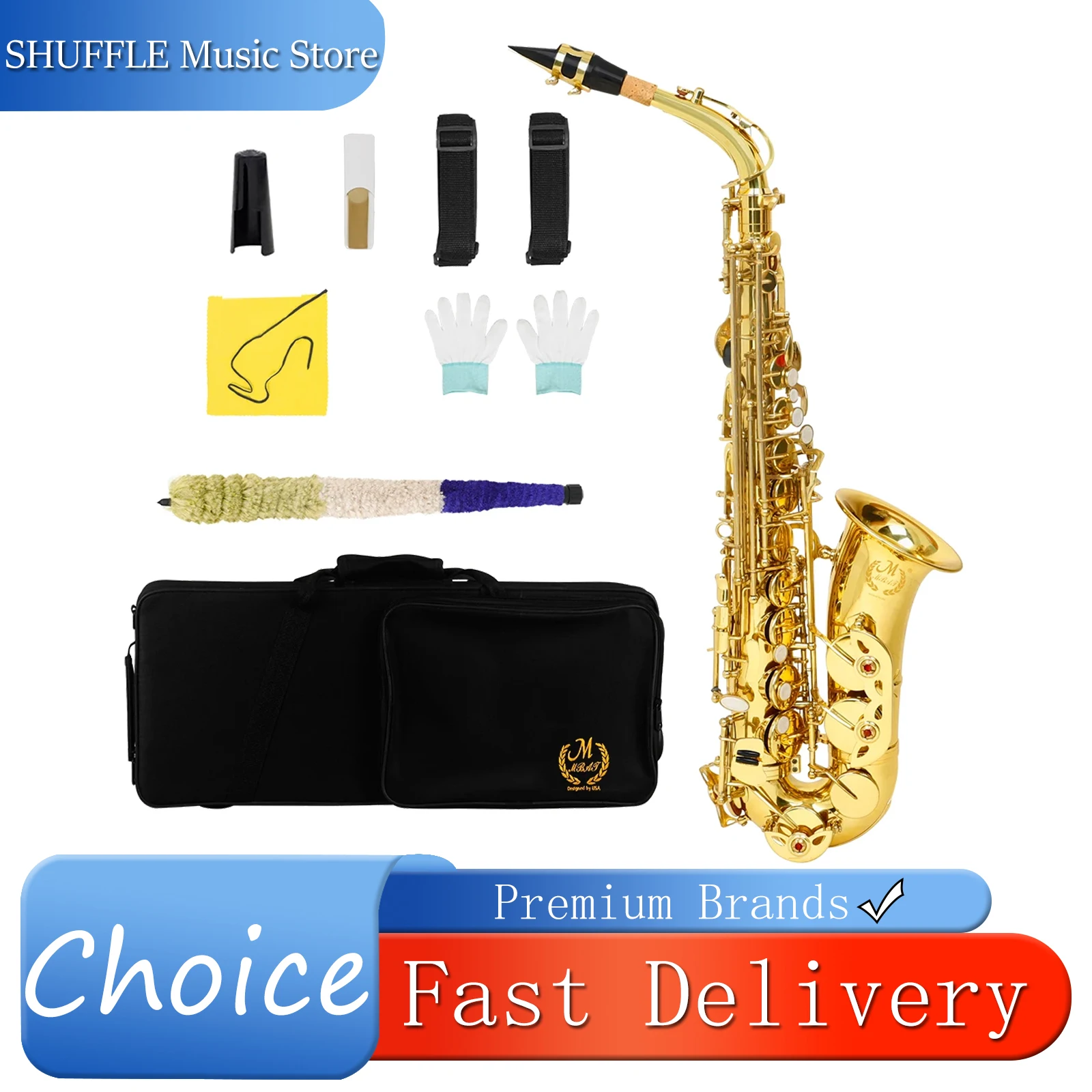 M MBAT Alto Saxophone Eb E Flat Sax Brass Professions Woodwind Music Instrument With Case Mouthpiece Gloves Alto Saxophone
