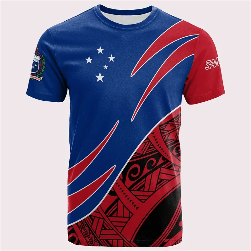 Samoa Flag Map Graphic T Shirts Samoan National Emblem T Shirt For Men Clothes Polynesia Unisex Tshirt Casual Man Tee Women Tops