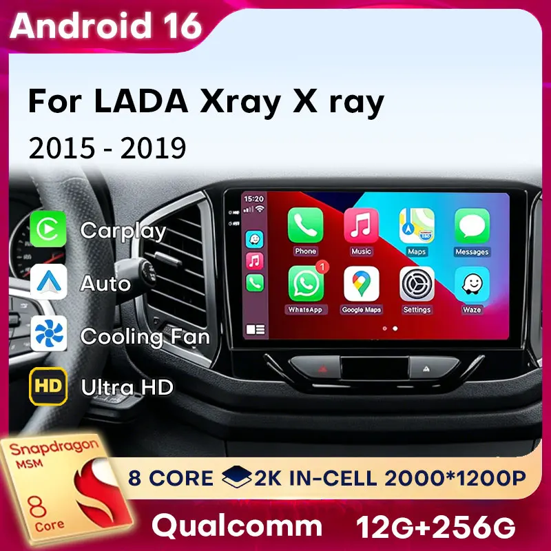 Android 16 Carplay Car Radio For LADA Xray X ray 2015 - 2019 GPS WIFI DSP Video Audio Navigation Stereo 4G LTE 360 Camera