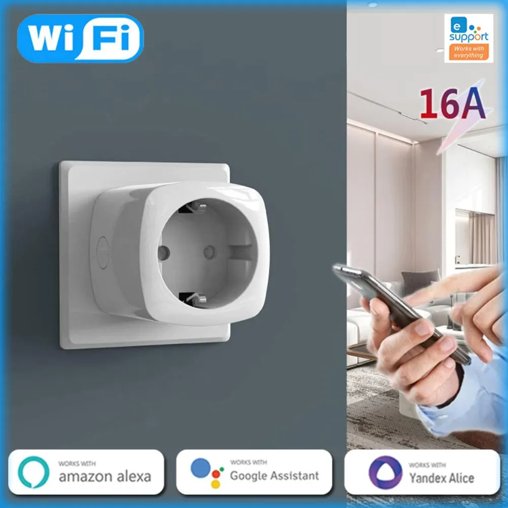 Tuya WiFi 16A Plug Smart Socket EU EWeLink App Monitor di alimentazione remoto di Alexa Google Home servocomando vocale di Alice