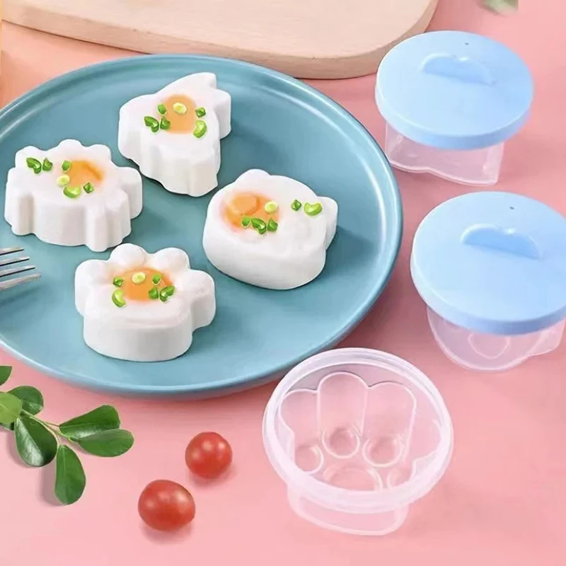 Cute Egg Boiled Mold With Brush Plastic Egg Cooker Set Breakfast Steamed Egg Boiler Poachers Home Kitchen Cooking Tools