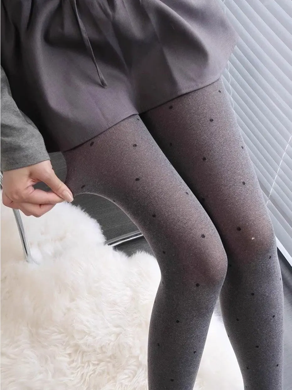 Gray Polka Dot High Waist Leggings Tight Slimming Compression Pants Autumn Winter Fashionable And Flattering Base Layer Trousers