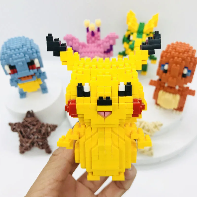 New Hot Small Simple Pokemon Building Blocks Pikachu Action Figure Toy Graphics Diamond Mini Model Pocket Monster Collect Gift