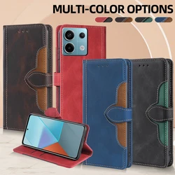 Business Magnet Buckle Wallet Case For Xiaomi Redmi Note 13 13R Pro Plus 13C 5G 4G Contrasting Color Leather Cover Redmi Note 13