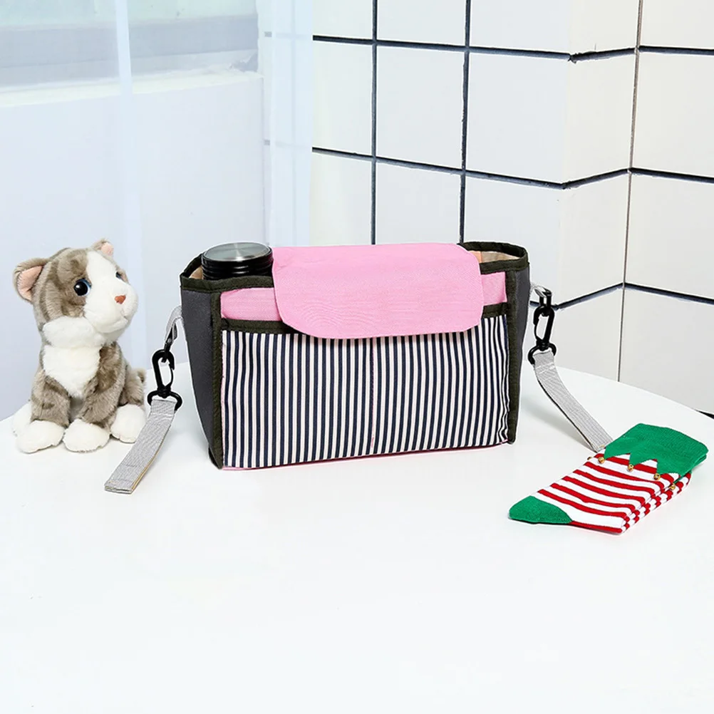 Waterproof Baby Stroller Organizer Bag Large Capacity Hanging Storage for Diapers Milk Bottle Tissue Cup Holder Pocket Black