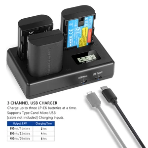 Bộ sạc pin cho Canon, Triple Slot, EOS 5D Mark II, Mark III, Mark IV, 5D SR, 60D, 60D, 6D, 70D, 7D, R5, R6, LP-E6, LP-E6N ,,, LPE Pin sạc bán hàng chính Canon - №6