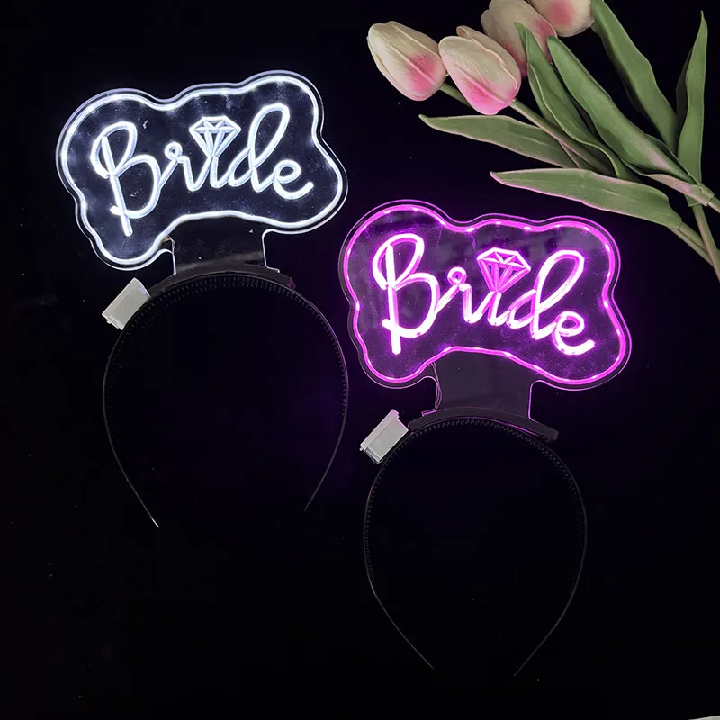 

Neon Light Bride Headband Flashing Headband for Women Bridal Shower Decor Head Accessories Supplies Photo Props