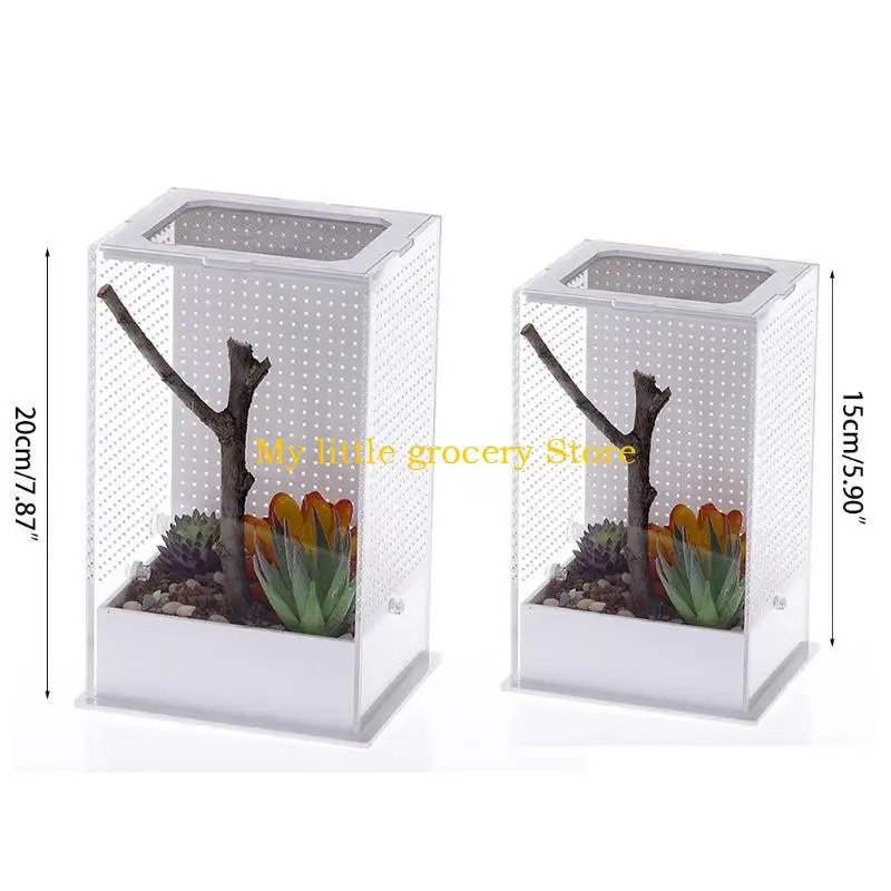 D5BD Insect Feeding Box Transparent Container Plastic Terrarium for Spiders Small Snakes for Carrier Box Easy to Deta view 6