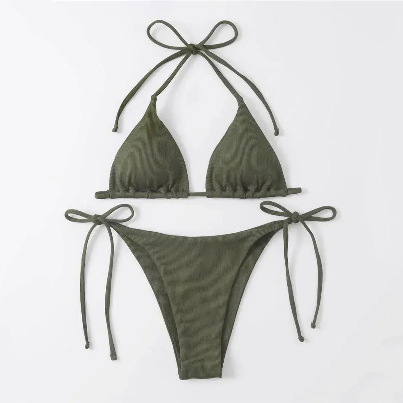 البني مضلع ملابس السباحة سلسلة الرسن مثلث ملابس سباحة نسائية صغيرة ثونغ مثير المايوه النساء الدانتيل متابعة ثوب السباحة Biquinis البيكينيات مجموعات