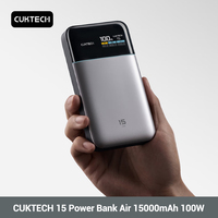 CUKTECH 15 Power Bank Air 15000 100W MAX Output GaN Portable Charger PD PPS For MacBook Sumsung S25 iPhone 16 Xiaomi 15