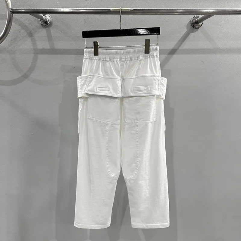 PFNW 2024 New Biker Double Ring Pure Cotton High Street White Drawstring Pants Men's Trend Traight Ankle-Length Pants 28W5677