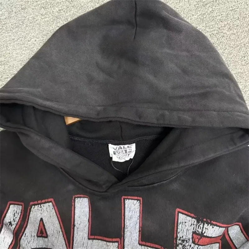 كبير الكلب طباعة VALLEY رجل هوديس غسلها الأسود القطن الخالص الأمريكية الهيب هوب فالي المتضخم مقنعين بلوزات