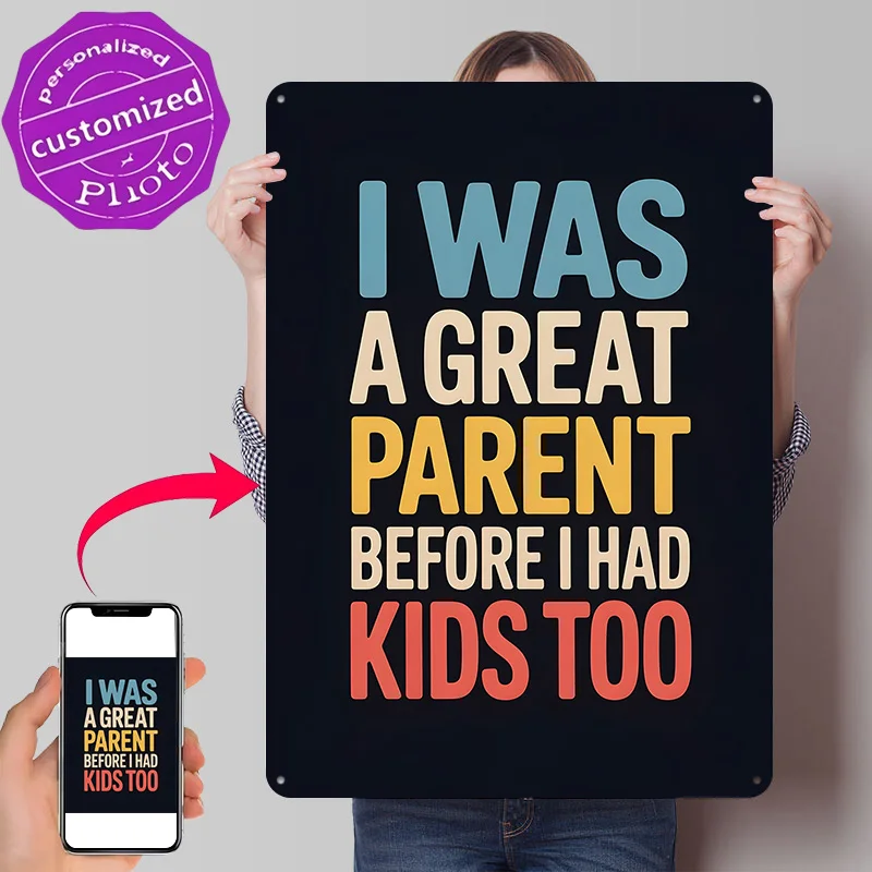 Funny Parenting Quote on Dark Background Metal Poster Perfect Gift for Fans Lovers Personalized Wall Art Metal Sign for Decor