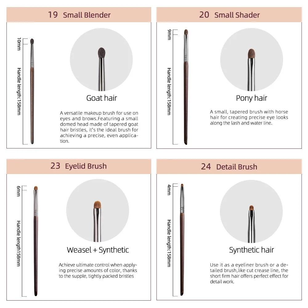 Bethy Beauty 10pcs  Eye Shadow  Eyeliner Blender Detail Short Shader Eyelid Cream Professional Beauty  Brush Set