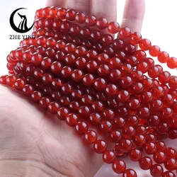 Zhe Ying Uruguay Carnelian Natural Stone Round 6 8 10mm Smooth Beads For Bracelet Necklace DIY Strand 15''