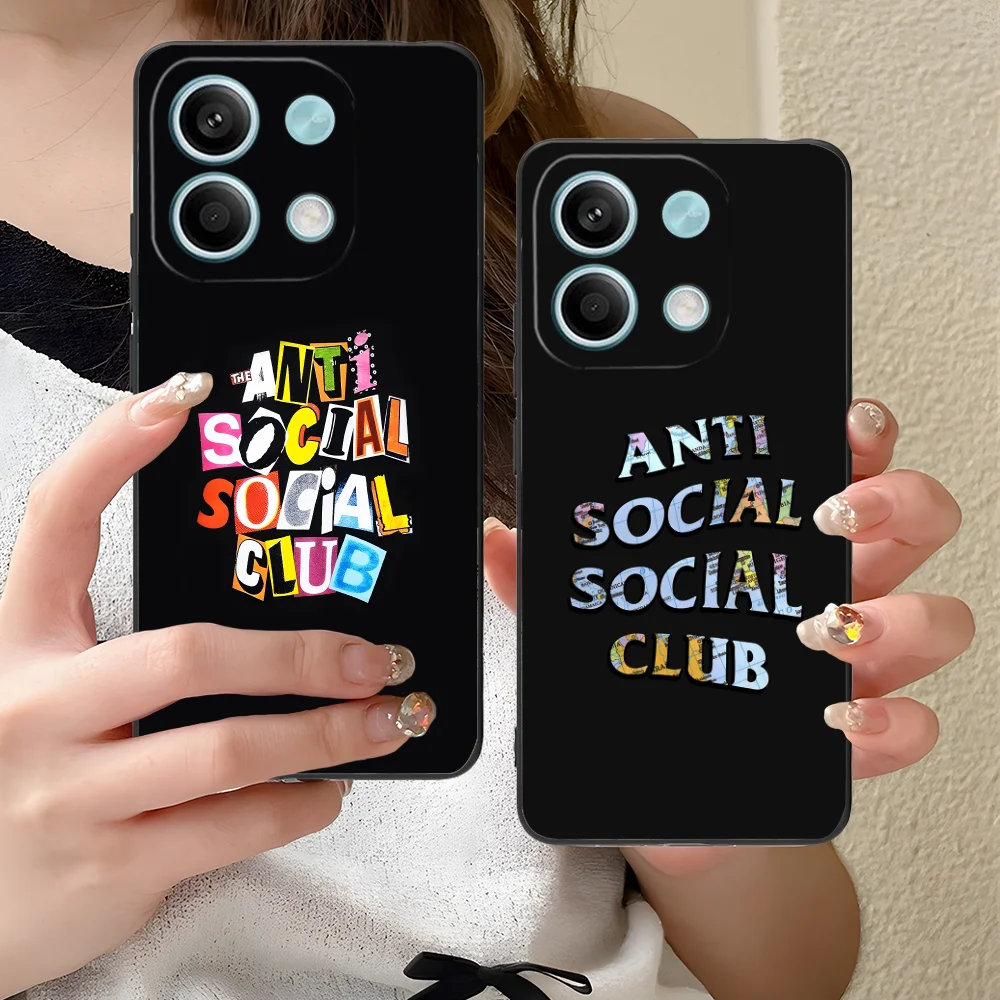 Mobile Social Club Phone Case for Xiaomi Redmi Note 13 12 11 10 9 8 7 6 S A Pro Lite Plus 5G Black Cover Smartphone Cellphones