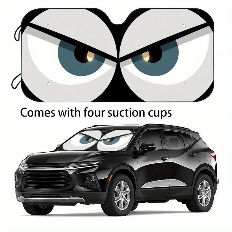 1pc 2D FLAT PRINTING Funny Eyes Car Sun Shade 2 Sizes Available, Best Choice for Holiday Gifts Car Windshield Sunshade
