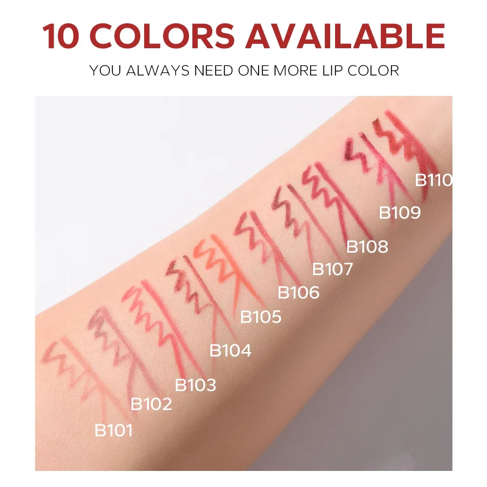 10 สีลิปไลเนอร์กันน้ํา, กันเหงื่อ, Matte Multi-Color Correcting Lip Pencil Lip Plumping เครื่องสําอาง