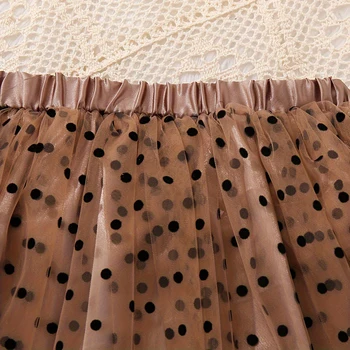 Girls Heart Print Mesh Skirt 4 2024 New Girls Heart Skirts Printed High Waist Mesh Vintage Style Simple Long Skirts Children Casual Skirt 4