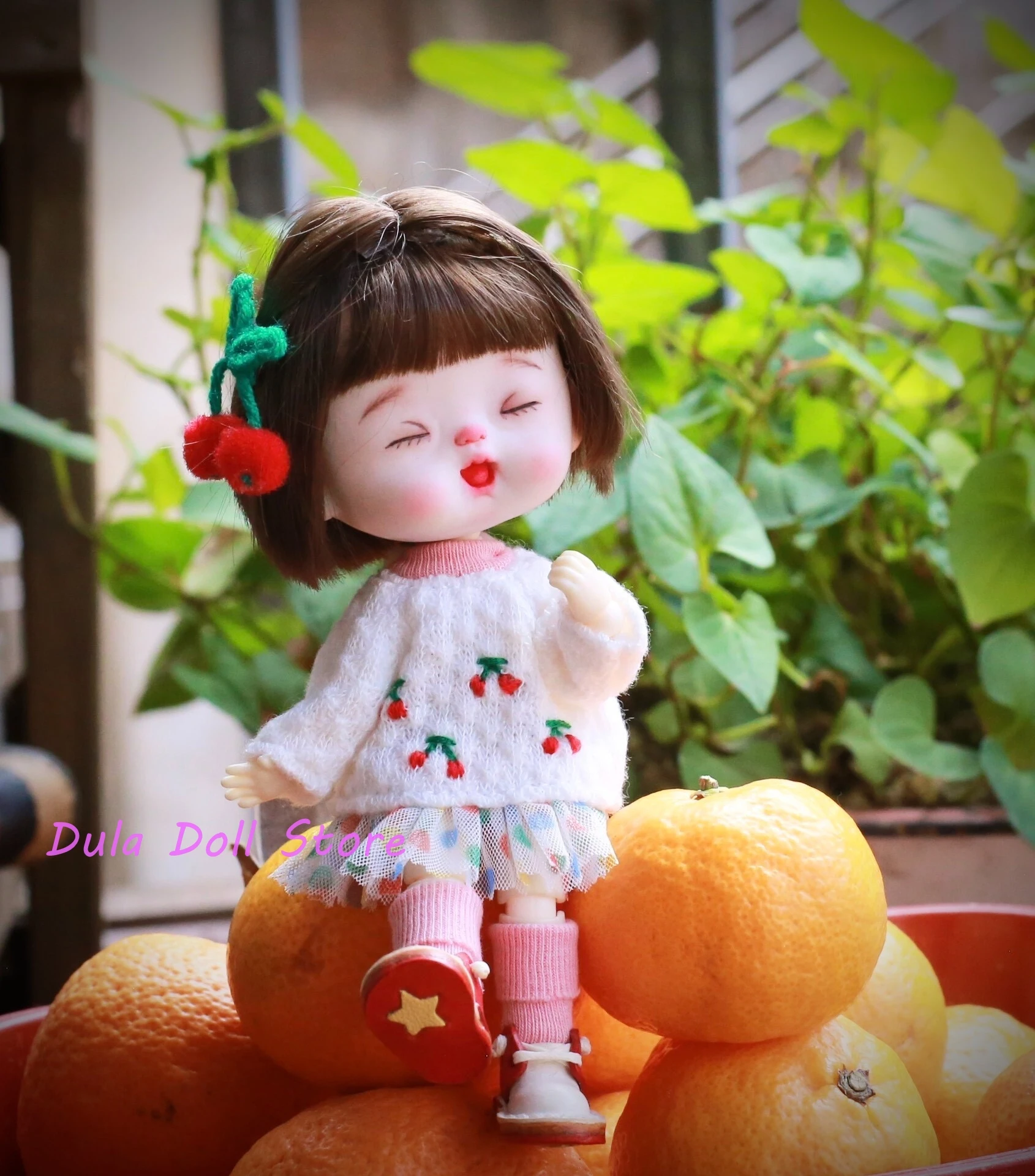 

S Dula Doll Clothes Cherry Embroidered Skirt set for ob11 GSC doll