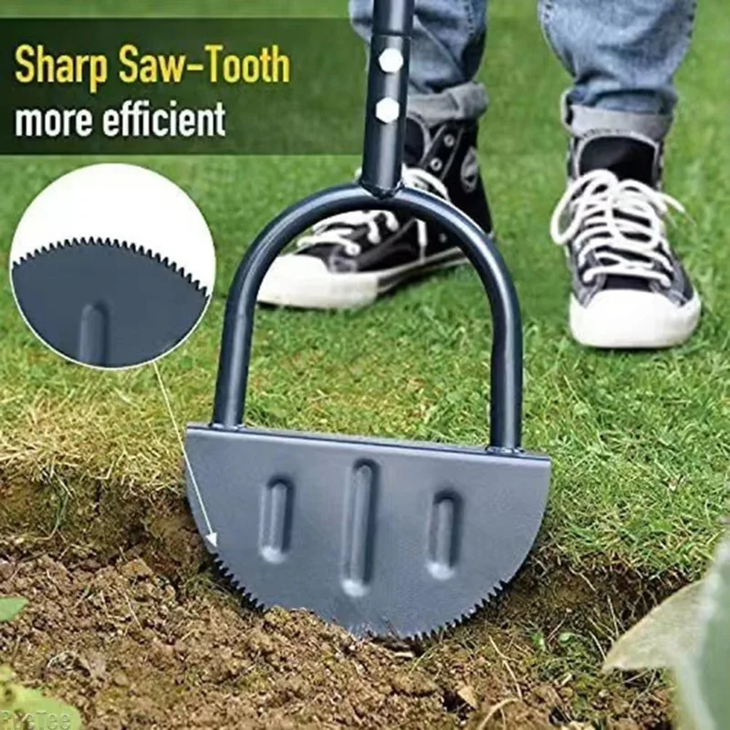 

Reinforced Manual Lawn Edger Shovel, Serrated Grass Saw Cutter for Easy Edging, T-Grip Garden Trimming Spade, Heavy Duty Tool