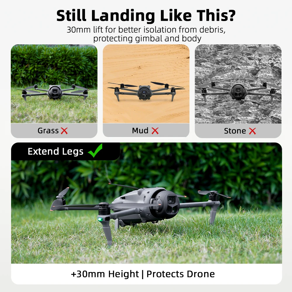 Wtohoby Mavic 4 Pro Drone Landing Gear , Raised 30mm Leg Landing Gear for DJI Mavic 4 Pro Drone Camera Quadcopter Accessories